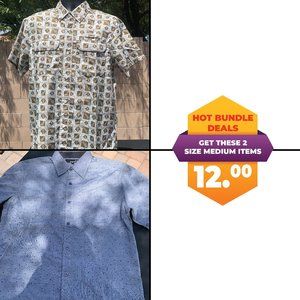 2 Pack of Size Medium Casual Short Sleeve Button Downs